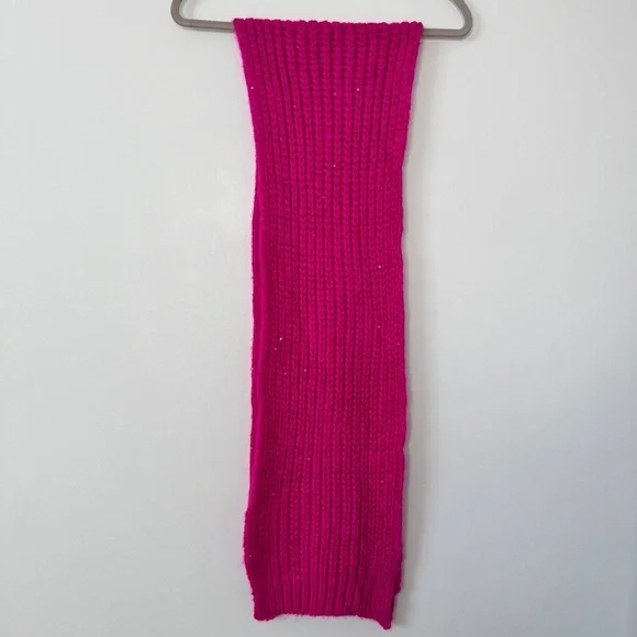 NWT Gap Scarf Shine Fushia Pink Soft Rib Knit Sequin OS - Picture 7 of 12